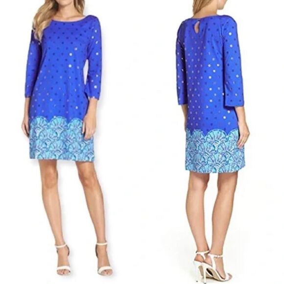 Lilly Pulitzer Day Blue Grotto Beach Keyhole Shift Dress - Picture 1 of 10